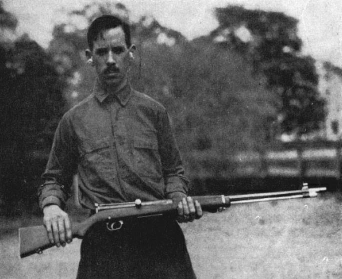 James Hatcher with an experimental rifle