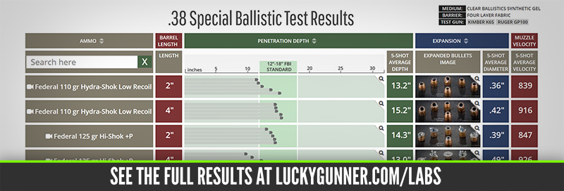 38 Special Ballistics Chart